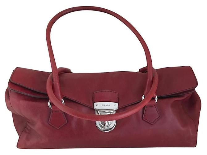 Vitello Prada Handbags Dark red Lambskin  ref.1011521