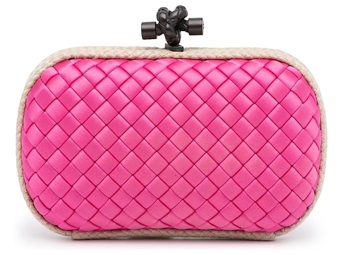 Pink Bottega Veneta Intreccio Impero Satin Knot Clutch – Designer