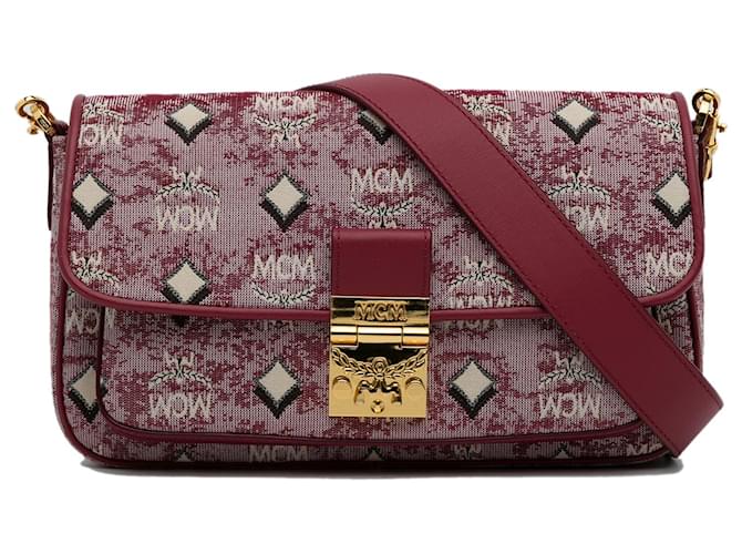 MCM Pink Monogram Visetos Logo Crossbody Pouch Bag Leather ref