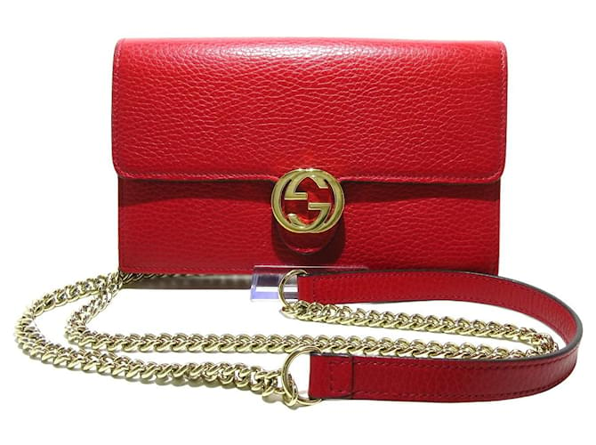 Gucci Interlocking G Wallet On Chain Red in 2023