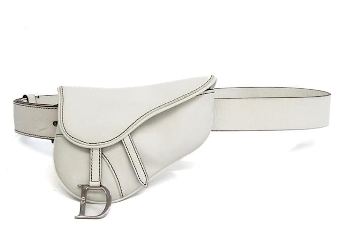 Saddle Dior-Sattel Weiß Leder  ref.1012191