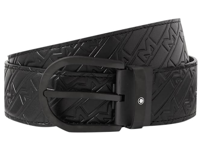 Montblanc 3.5cm Logo-Embossed Leather Belt Black  ref.1012202