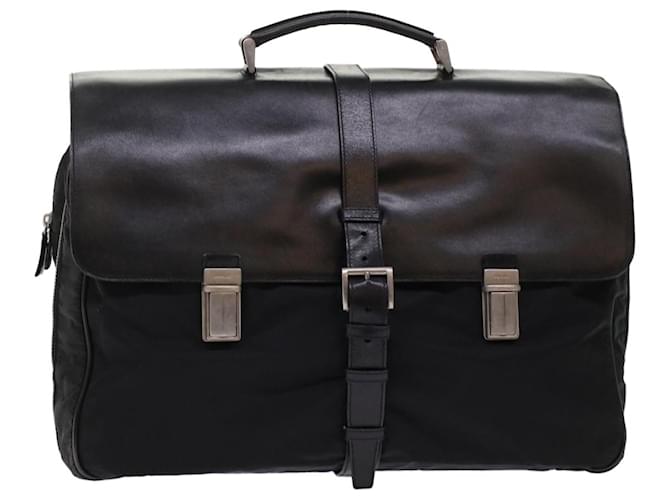 PRADA Hand Bag Nylon Leather Black Auth ar9983  ref.1012250