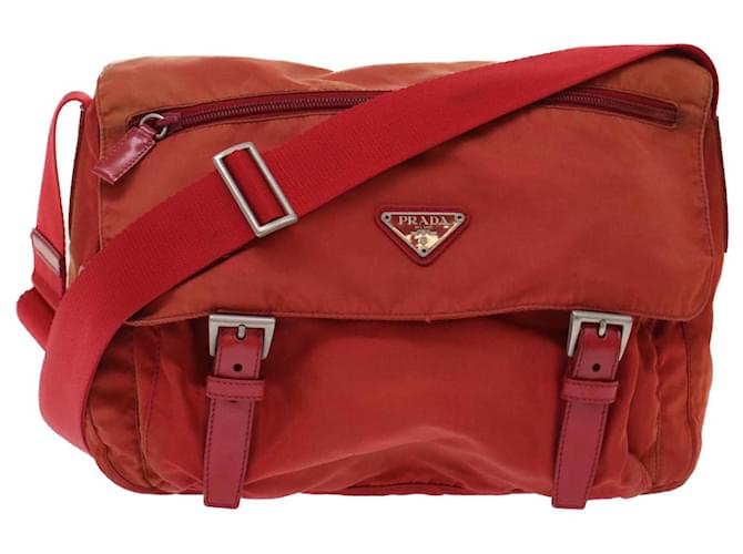 Prada, Bags, Auth Prada Nylon Red Crossbody Bag