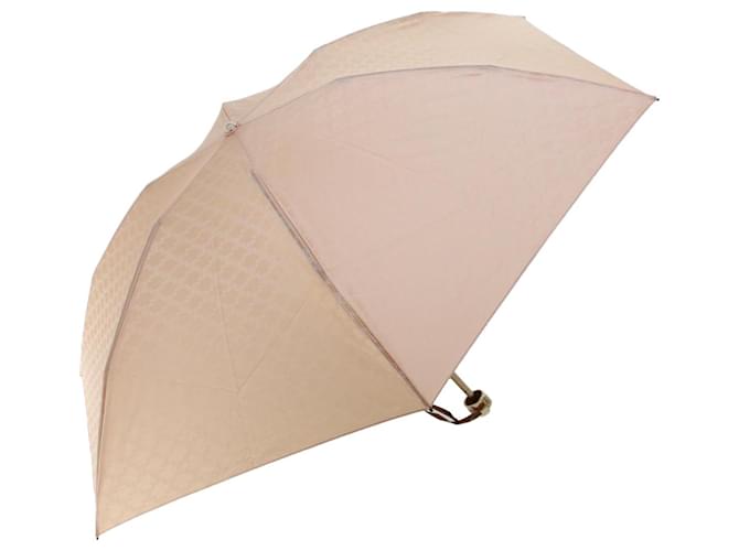 Céline CELINE Guarda-chuva dobrável em lona de macadame Nylon rosa bege Autenticação7831b  ref.1012322