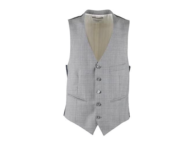 Yves Saint Laurent Prince of Wales Classic Vest Grey Wool  ref.1012363