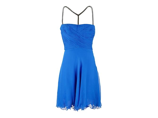 Kurzes Kleid aus Versace-Seide Blau  ref.1012364