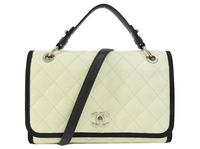 Bolsa de aba Chanel Branco Couro  ref.1012452