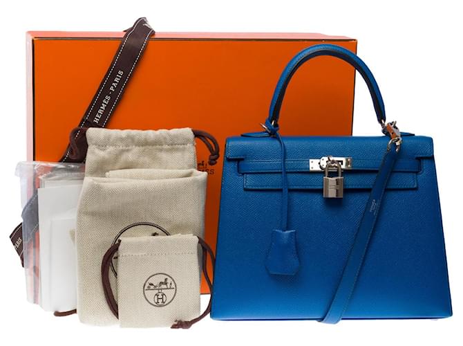 Hermès Hermes Kelly bag 25 in Blue Leather - 101249  ref.1012529