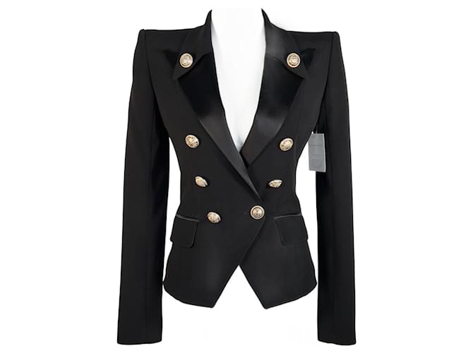 BALMAIN  FITTED lined-BREASTED BLAZER IN BLACK Viscose  ref.1012571