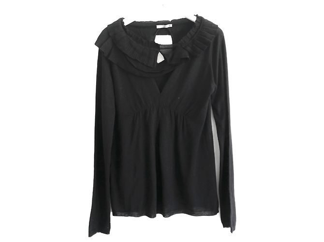 Prada-Fall 2006 Rüschenpullover aus Seide und Wolle Schwarz 