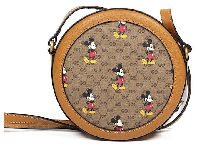 Gucci Brown GG Mickey Mouse Round Crossbody Gucci