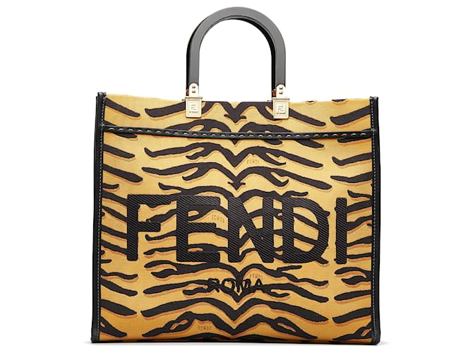 Fendi Sunshine Shopper Mini Leather Tote Bag in Metallic