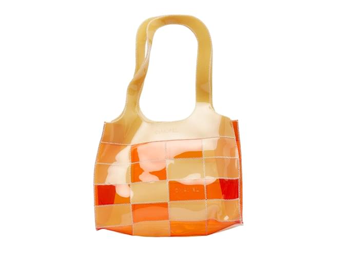Chanel Vinyl Patchwork Tote Bag Orange Plastic  ref.1013130