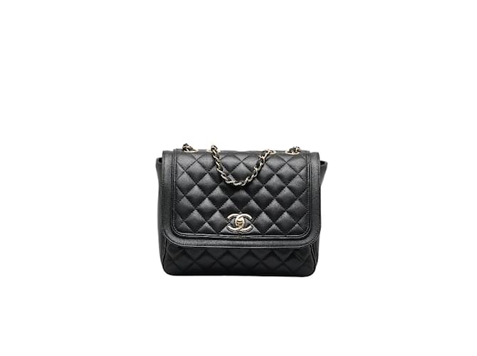 Chanel CC Quilted Leather Lovely Day Flap Bag Black Lambskin ref