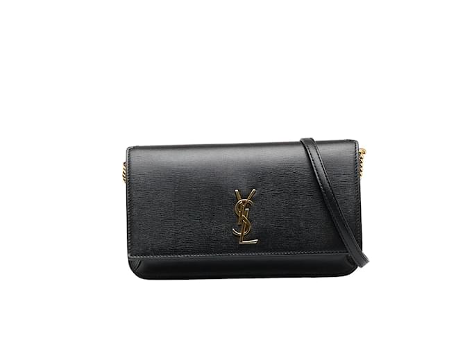 Yves Saint Laurent Kate Medium Grain de Poudre Leather Crossbody Bag Black
