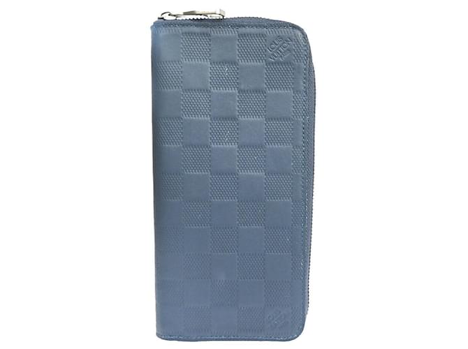 Louis Vuitton Zippy Portemonnaie Vertikal Blau Leder  ref.1013346