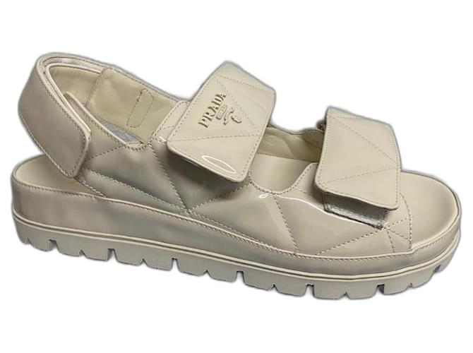 Prada Padded nappa sandals Beige Leather  ref.1013358