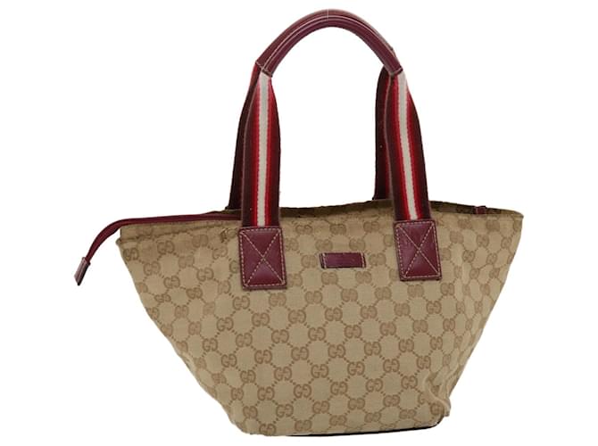 GUCCI GG Canvas Sherry Line Hand Bag Canvas Beige Red White 131228 auth 49286 Cloth  ref.1013433