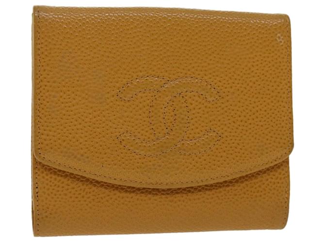 CHANEL Wallet Caviar Skin Yellow CC Auth ep1148  ref.1013469