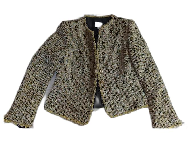 Armani Tweed blazer Soie Polyester Multicolore Jaune  ref.1013635