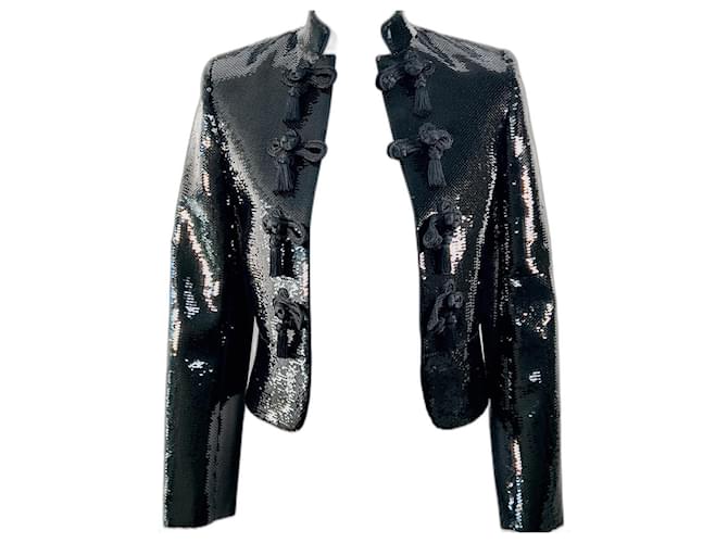 Saint Laurent  Black Sequined Evening Jacket Wool  ref.1013685