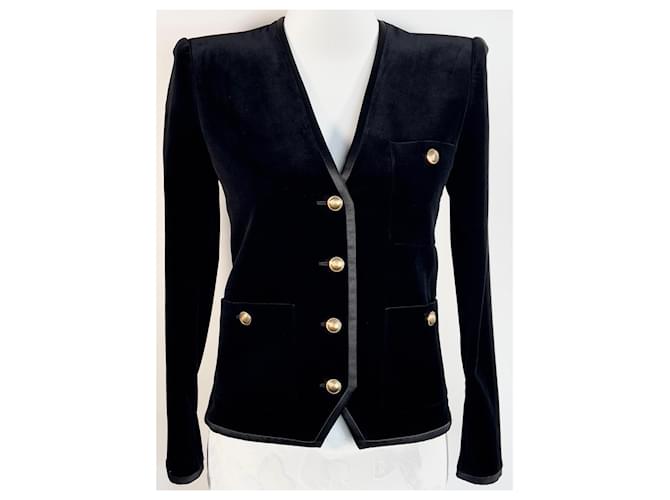 Chaqueta de terciopelo negro Yves Saint Laurent  ref.1013697