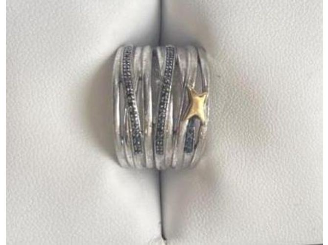 Mauboussin Ring Schwarzer Diamant Silber Größe 52 Silber Hardware