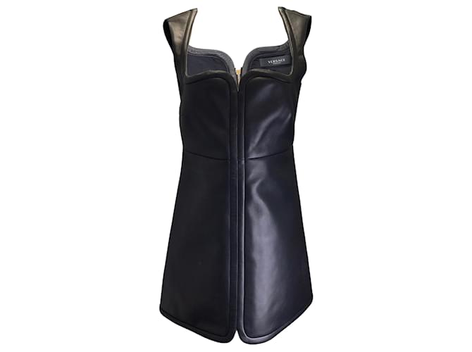 Versace Noir 2021 Mini-robe en cuir d'agneau  ref.1013838