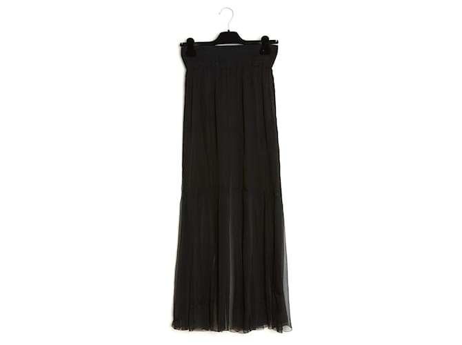 Skirts Chanel Haute Couture Maxi Black Silk Chiffon FR34 Size 34 FR