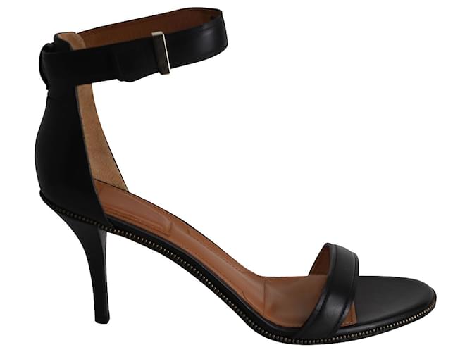 Givenchy Sandálias Nadia com tira no tornozelo em couro preto  ref.1013908