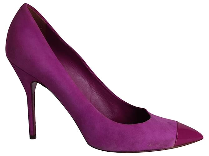 Zapatos de tacón con punta de charol Yves Saint Laurent en ante morado Púrpura Suecia  ref.1013911