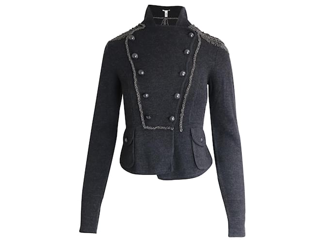 Diane von Furstenberg Theodore Military Jacket in Grey Wool  ref.1013931