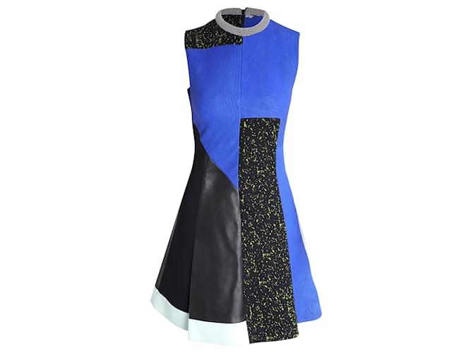 Proenza Schouler Leather Patchwork Dress in Blue Vicsose Viscose Cellulose fibre  ref.1013945