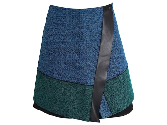 Proenza Schouler Mini-jupe bordée de cuir en polyester multicolore  ref.1013946
