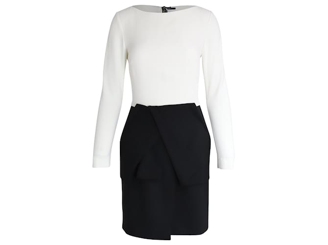 Roland Mouret Two-Tone Dress in White Wool  ref.1013955