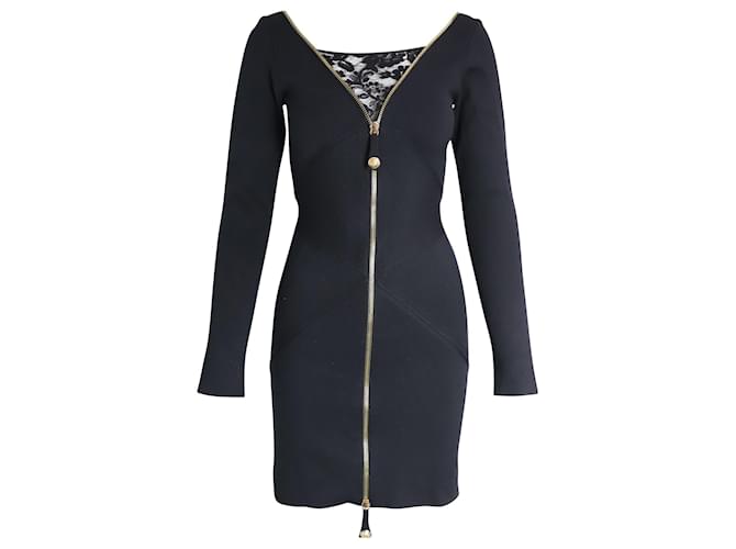 Temperley London Lace Insert Mini Dress in Black Silk  ref.1013972