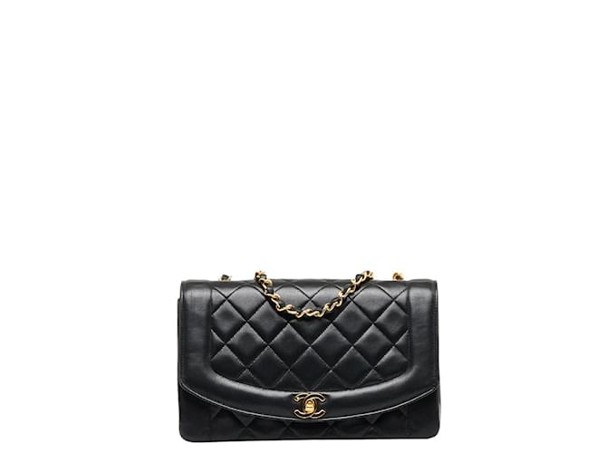 Chanel Diana Flap Crossbody Bag Black Leather Lambskin ref.1013983