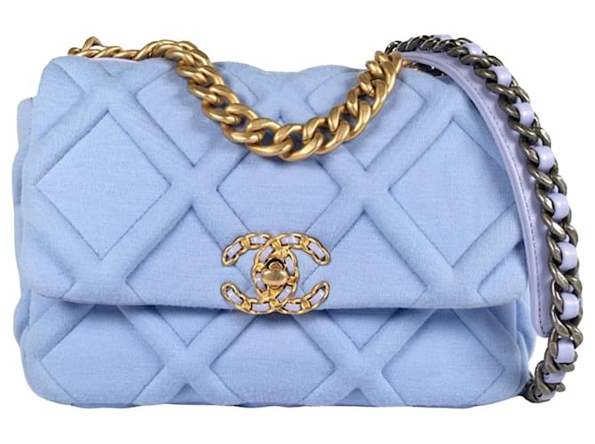 Chanel Blue Medium Jersey 19 flap bag Light blue Cotton Cloth ref.1014142 -  Joli Closet