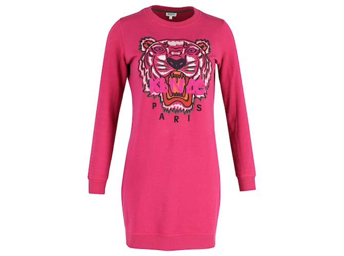 Vestido estilo suéter con logo superior de Kenzo en algodón rosa  ref.1014371