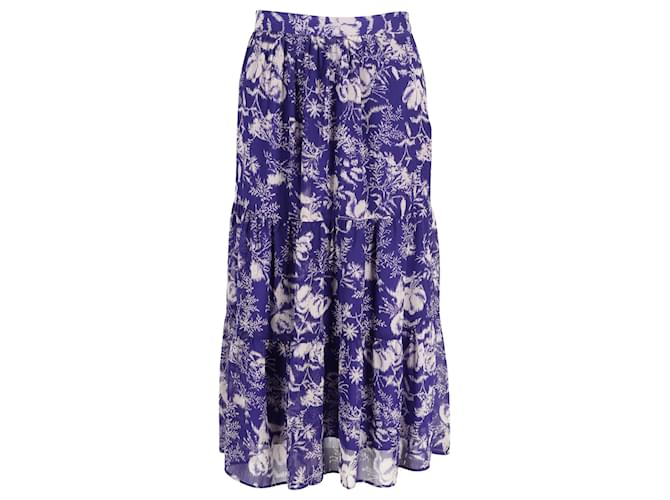 Ba&sh Jupe à Volants Imprimé Floral Uria En Polyester Violet  ref.1014406