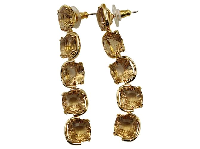 Boucles d'oreilles pendantes taille coussin Swarovski Harmonia en cristal jaune  ref.1014432