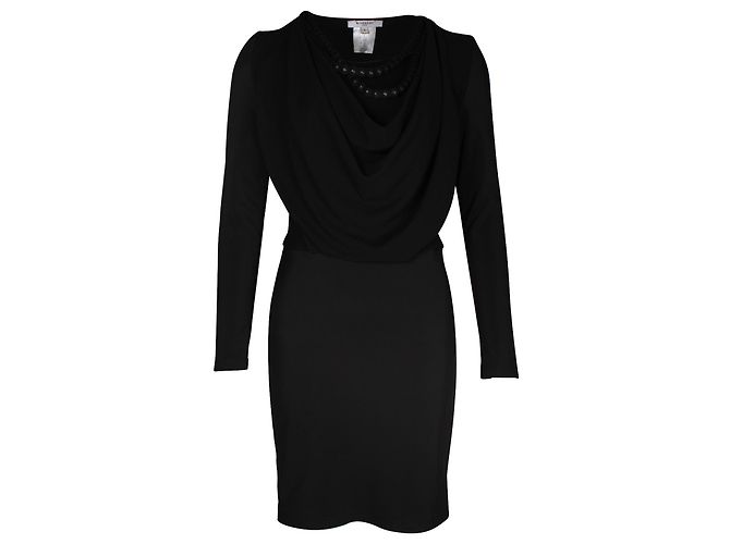 Minivestido drapeado de manga larga con cuello vuelto de Givenchy en viscosa negra Negro