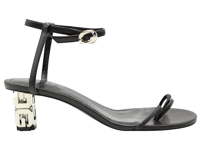 Sandálias com tira no tornozelo Givenchy G Cube em couro preto  ref.1014437