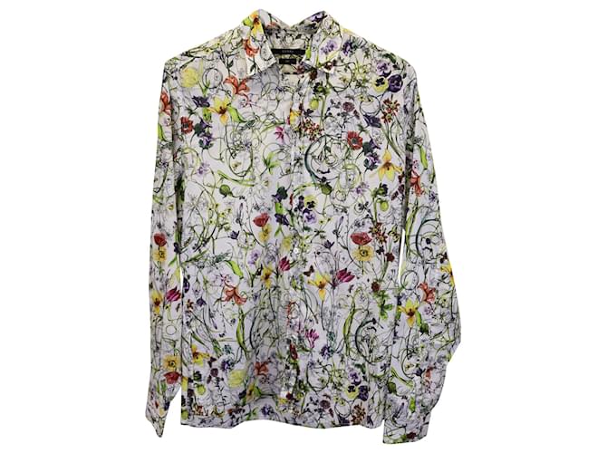 Camisa con estampado floral Gucci en algodón multicolor  ref.1014461