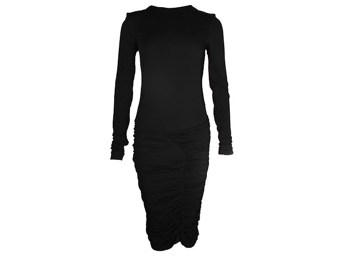 Abito aderente con ruches Ba&sh in viscosa nera Nero
