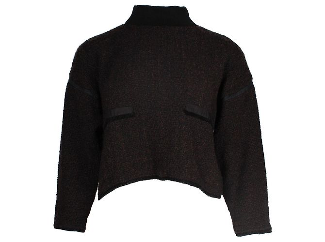 Jersey cropped de cuello alto Ba&sh de algodón marrón Castaño