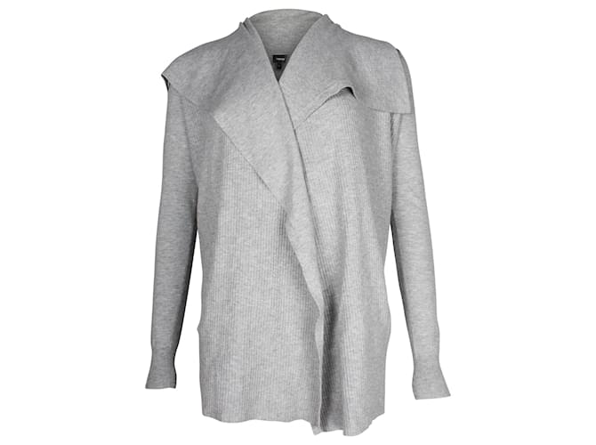 Theory Ribbed Knit Cardigan in Grey Viscose Cellulose fibre  ref.1014472