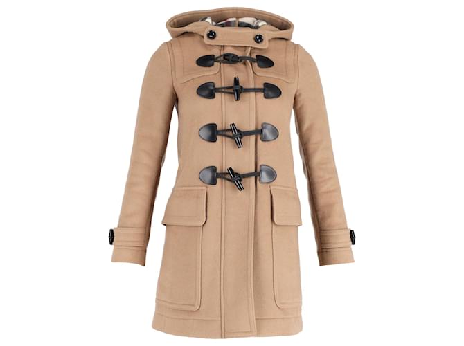 Burberry Finsdale Toggle Hooded Duffle Coat in Brown Wool  ref.1014480