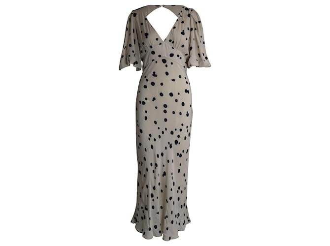 Ba&Sh V-Neck Polka Dot Maxi Dress in Beige Viscose Cellulose fibre  ref.1014490